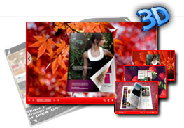 Red templates for 3D page flip book