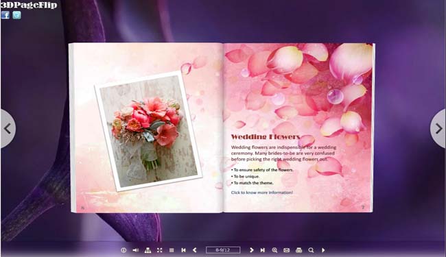 PageFlip eBook Flower Themes with 3D Fresh Vision