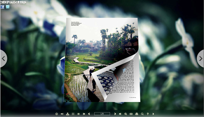 Windows 8 White Flowers 3D Digital Book Theme full